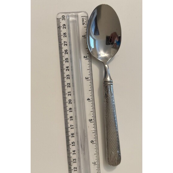 Retroneu Laurel Honeycomb Dinner Spoons Set of 3 Stainless Flatware - Picture 6 of 6